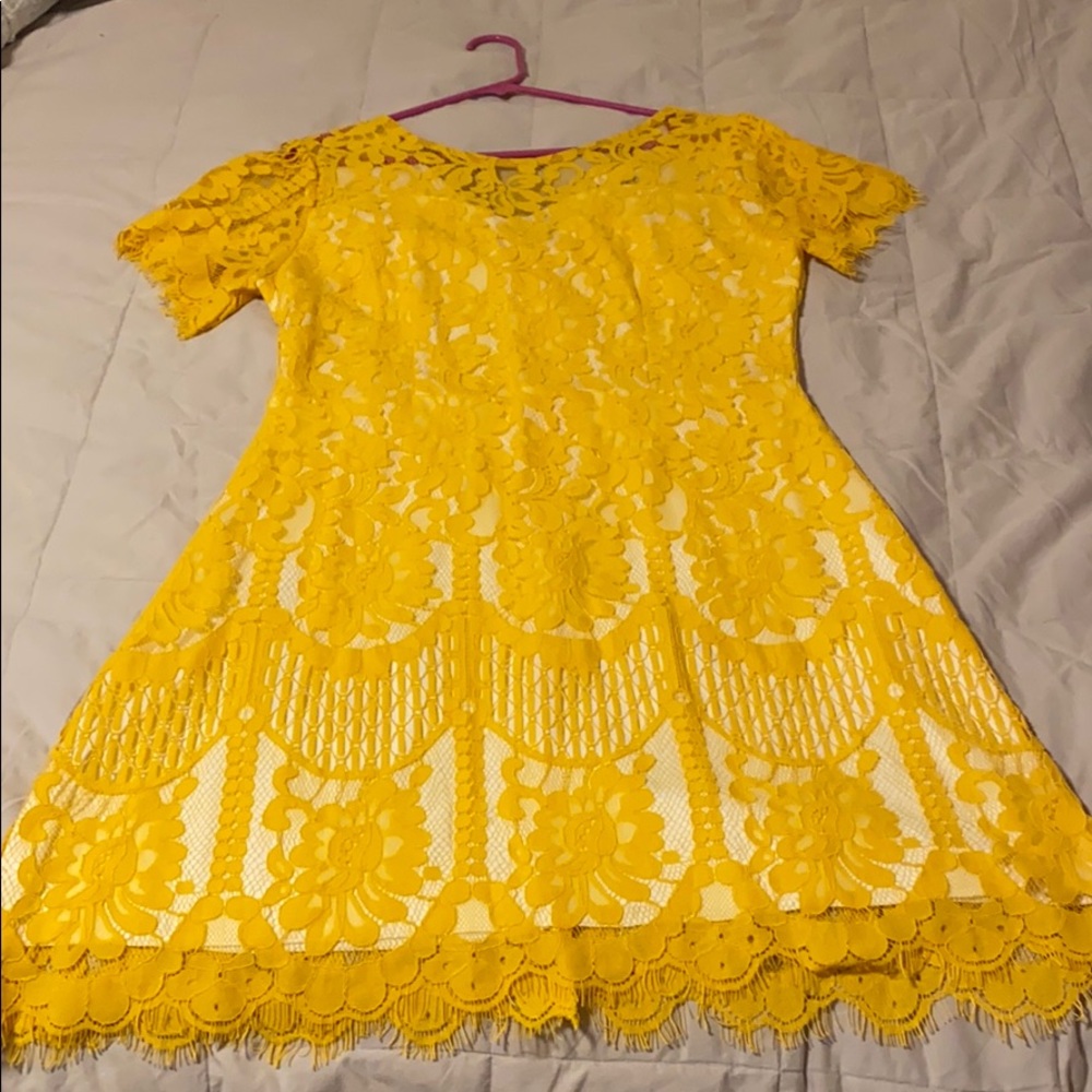 Yellow lace dress